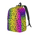 thumbnail image 1 of Disketp Animal Paw Rainbow print Canvas Backpack Lightweight Travel Daypack Student Rucksack Laptop Backpack-Medium, 1 of 5