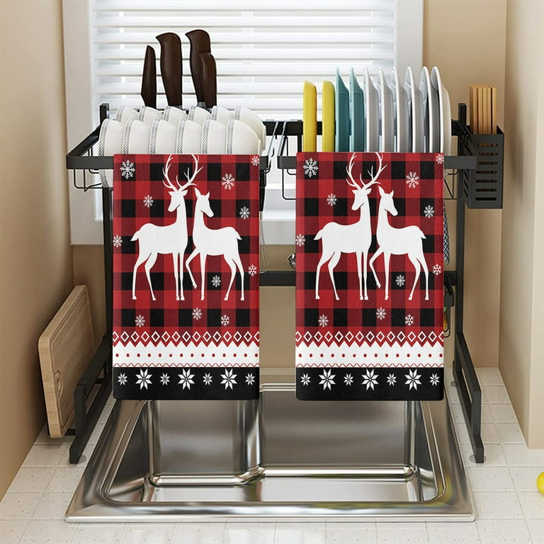 Kitchen Towel Christmas Grid Leopard Xmas Tree Dish
