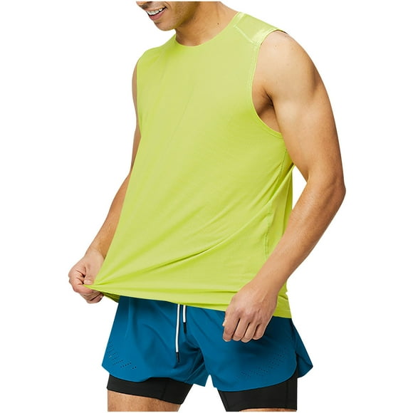 CHGBMOK Mens Tank Top Fashionable Casual Round Neck Solid Color Drying Sports Top Sizes M-3XL