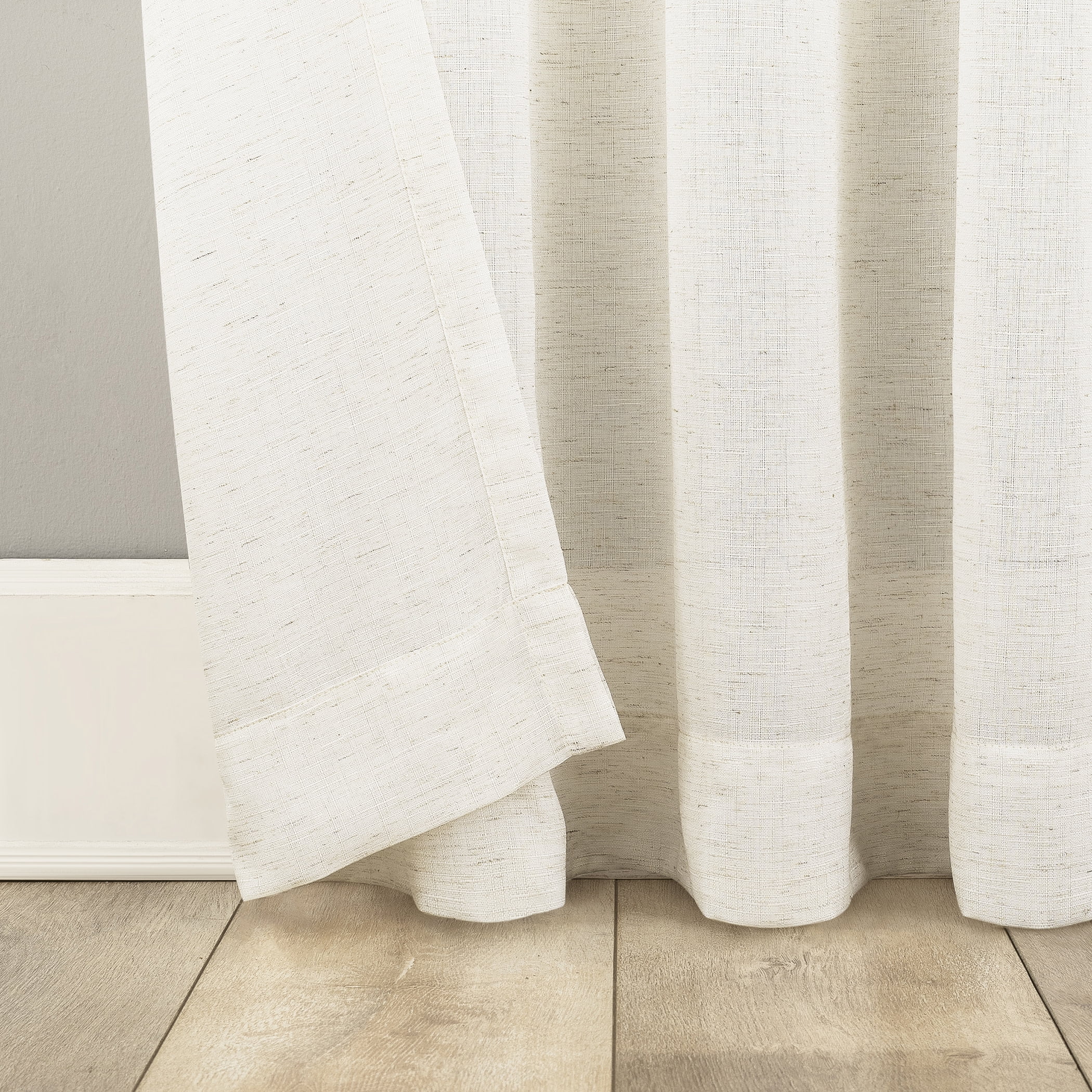 No. 918 Daniela 1-Piece Linen Blend Semi-Sheer Rod Pocket Curtain Panel, 54"x84", Pearl White