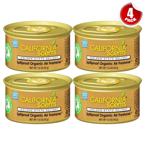 California Scents Car Air Freshener Home Office Scent Golden State Delight Spillproof Can 4 Pack
