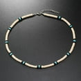thumbnail image 3 of 1pcs men's surfer necklace white coconut shell + black beads, 3 of 4