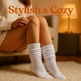 thumbnail image 4 of Women Cotton Slouch Socks 3 Pairs Shoe Size 5-10 (Brown-Beige-White), 4 of 7