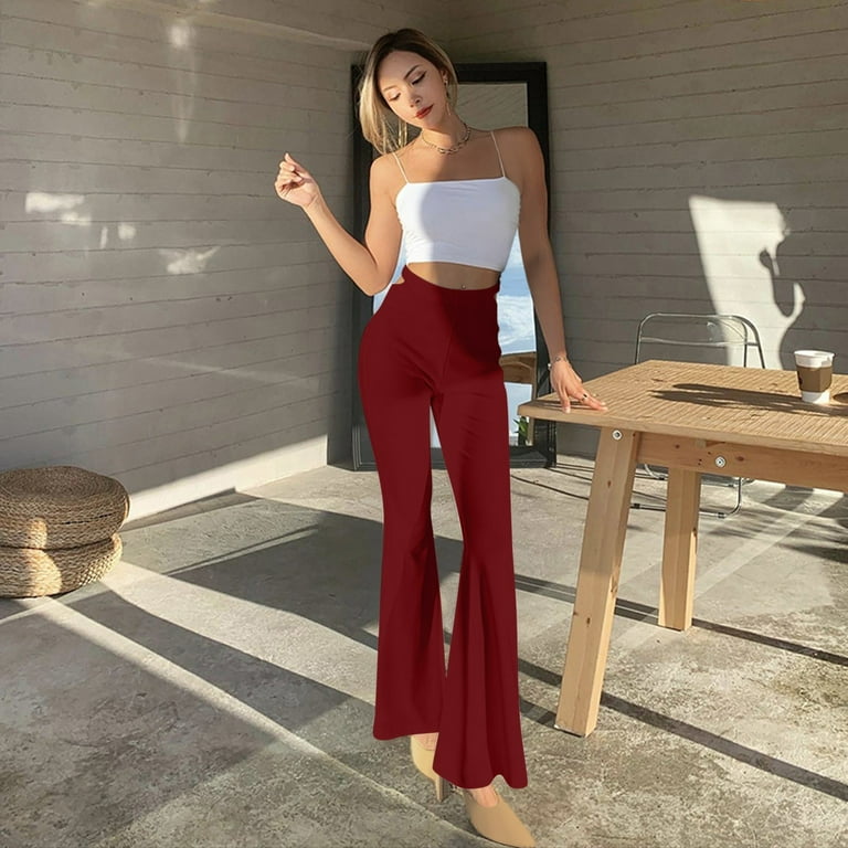Fall Outfits for Women 2022 Women Sexy Hollow Flared Pants Stretch Solid Pants  Wide Leg Pants Fleece Lined Leggings Soft Clouds Fleece Leggings 