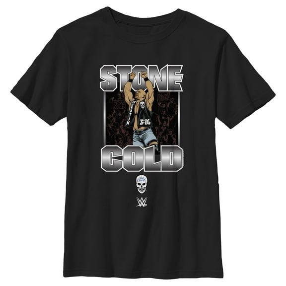 Boy's WWE Stone Cold Steve Austin Silver Logo Graphic Tee Black X Small