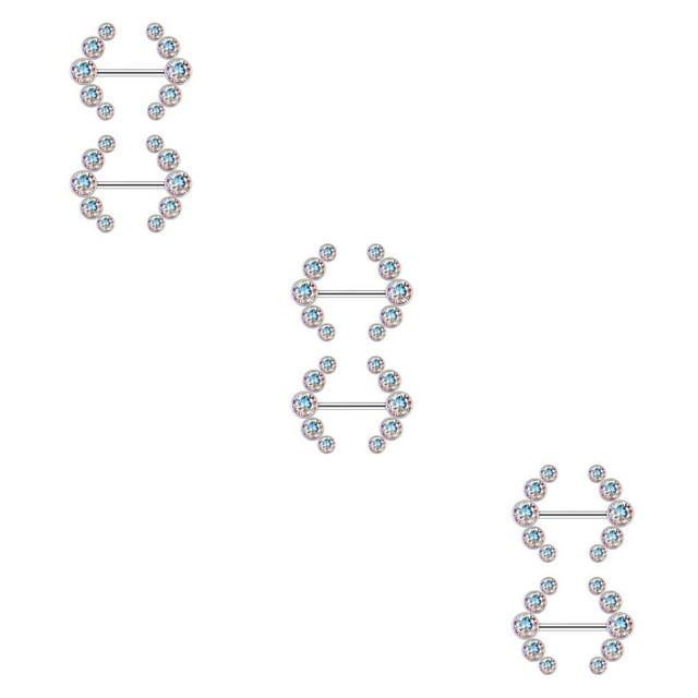 tamizeot Nipples Ring Stainless Steel Fashion Accessory Body Decor for Women Electroplated 3Set