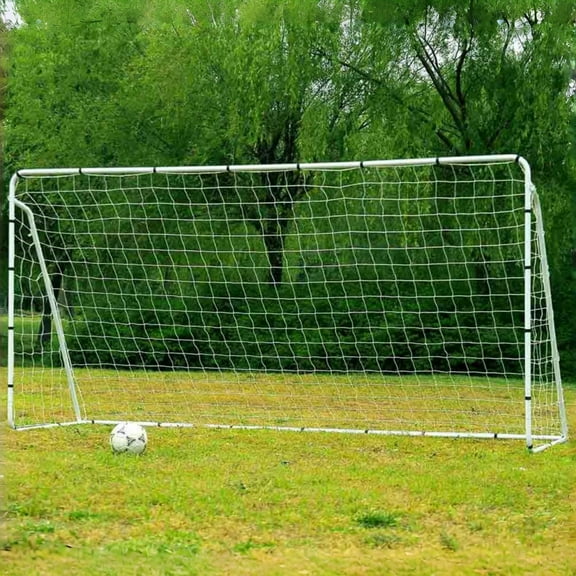 Tcbosik 12’x 6' Steel Soccer Goal, Heavy Duty Frame w/Net, Portable Practice Training Set for Backyard, White