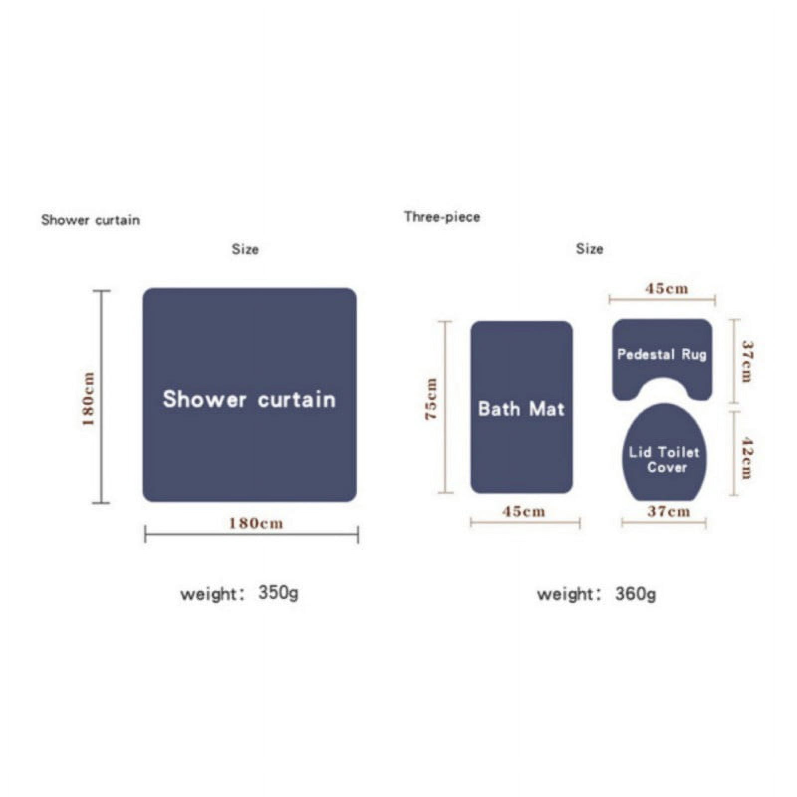 Multi-Style 4PCS Ocean Shower Curtain Set with Rugs,Bathroom Shower Curtain, Non-Slip Bathroom Mat Toilet Rug Bath Mat, Polyester Waterproof Bath Curtain 4PCS Set