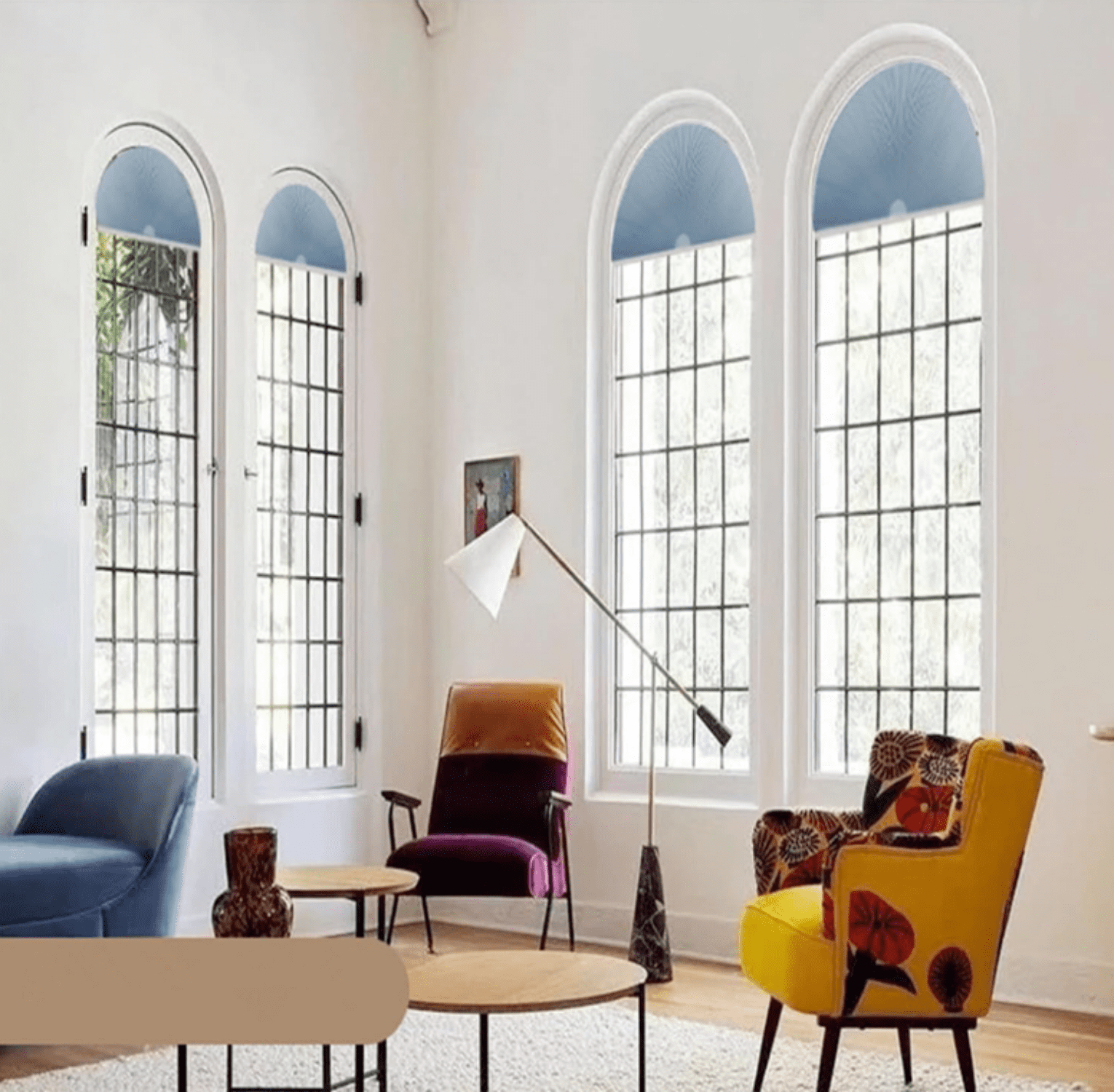 Arch Window Blackout Shades,Cellular Half Round Window Shade,Self Adhesive No Drill 90% Shade Pleated Blinds Window Moon Cover Easy to Cut and Install