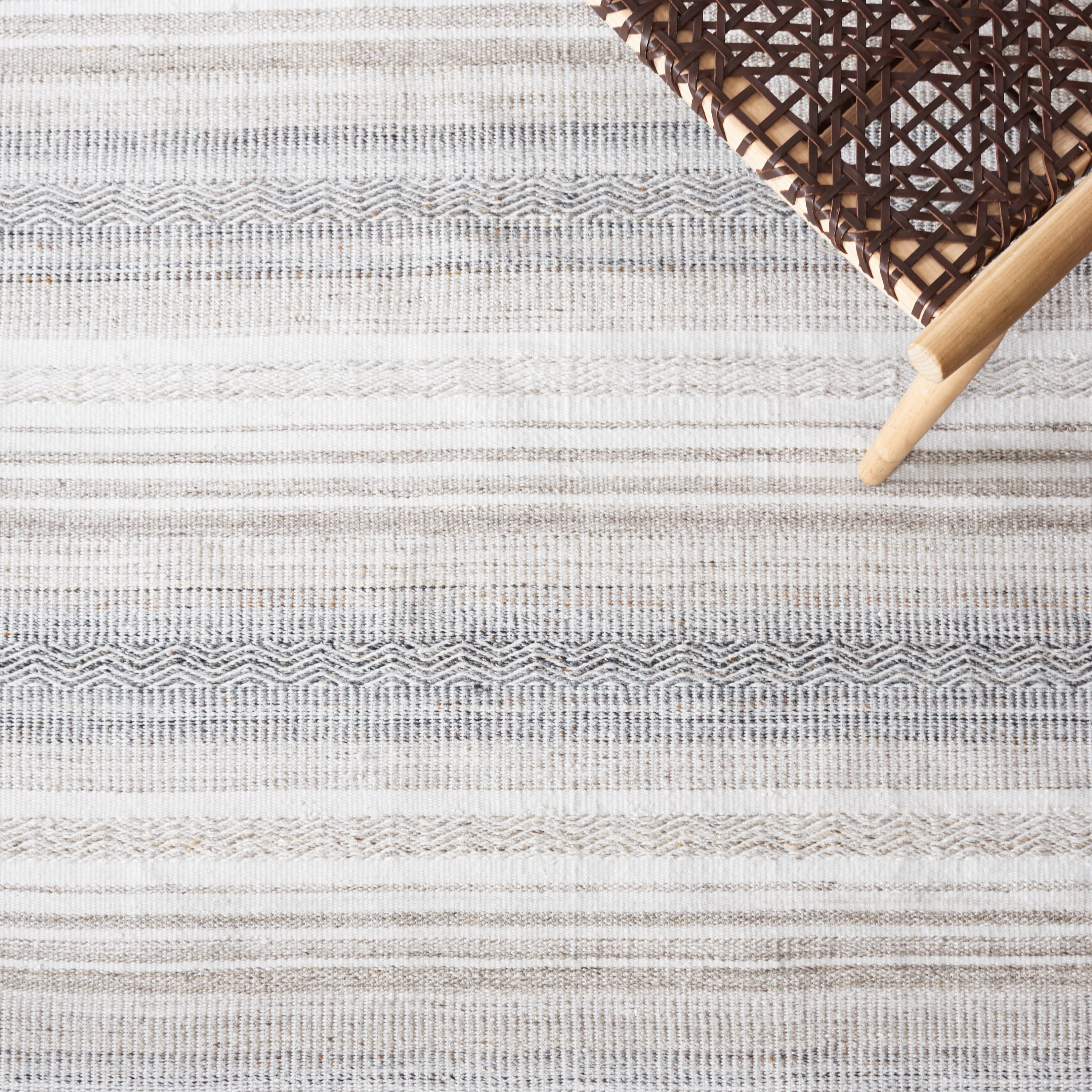 Safavieh Kilim Malena Striped Polyester Area Rug, Ivory/Charcoal, 5' x 8'