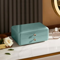 White & Green Plastic Desk Storage Box with Drawer, 10x7x4.5 Inch Organizer for Office, Bathroom Counter, Dresser & Home Sundries Storage