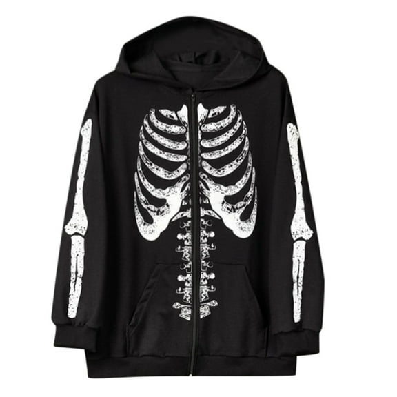 RMGVDSD Men's Zip Up Graphic Hoodies Skeleton Print Lightweight Halloween Sweatshirt Jacket Street Fashion Dark Style Zipper Hoodie Jacket Coat Relaxed Fit Sweatshirts