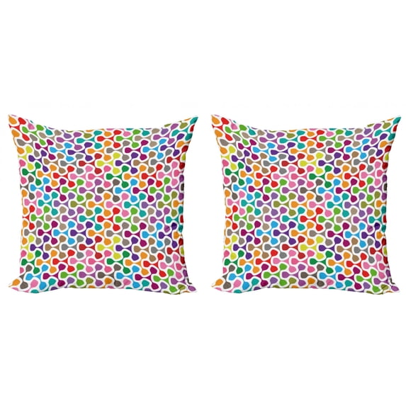 Ambesonne Abstract Throw Pillow Cover 2 Pack, Trippy Colored, 20", Multicolor