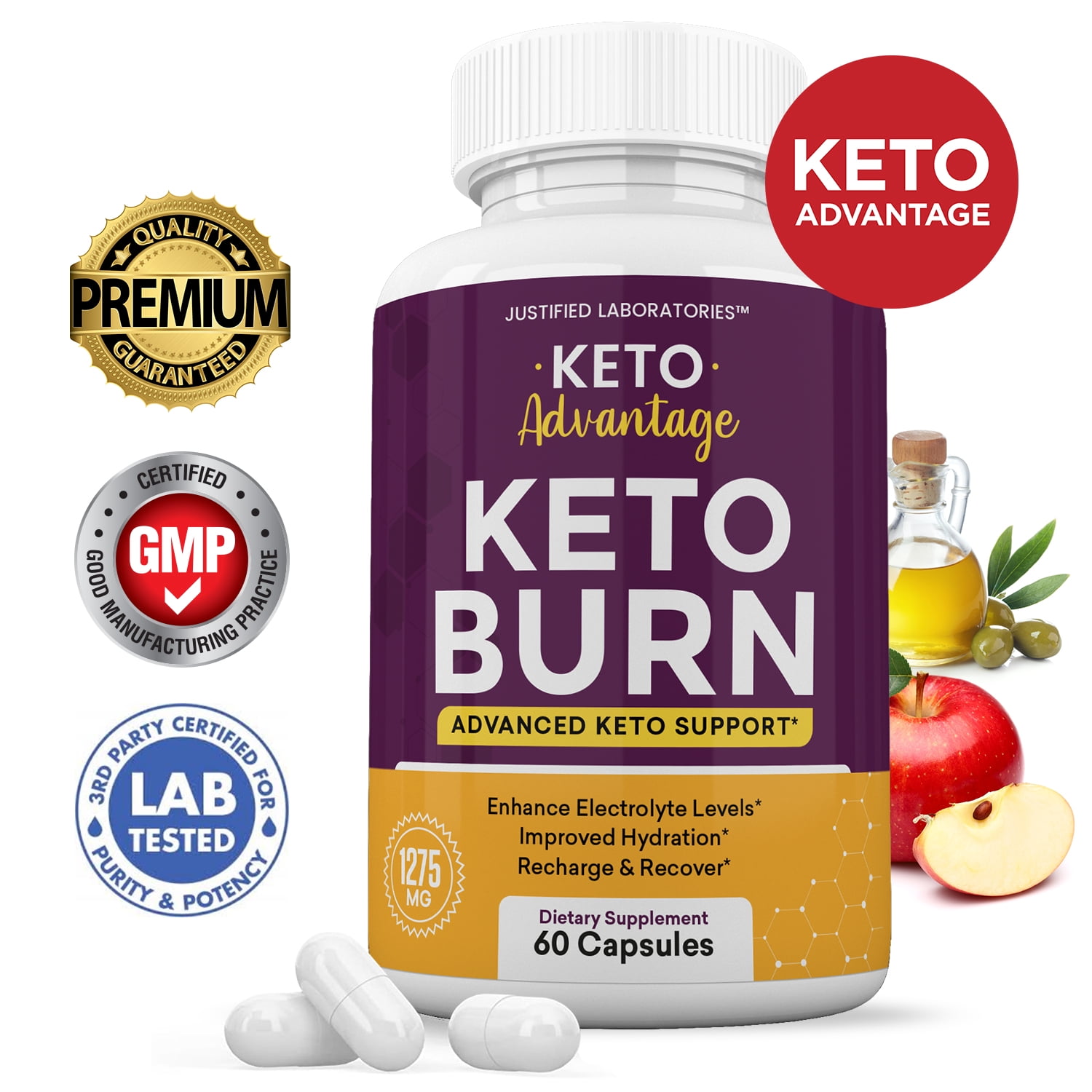 Keto Advantage ACV Pills 1275mg Alternative to Gummies Dietary Supplement 60 Capsules