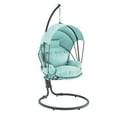 thumbnail image 3 of Barton Egg Swing Chair With Stand, Hanging Egg Chair Outdoor, Rattan Wicker Patio Hanging Basket Hammock Chair With Canopy & UV Resistant Cushion For Indoor Bedroom Balcony, Aqua, 3 of 6