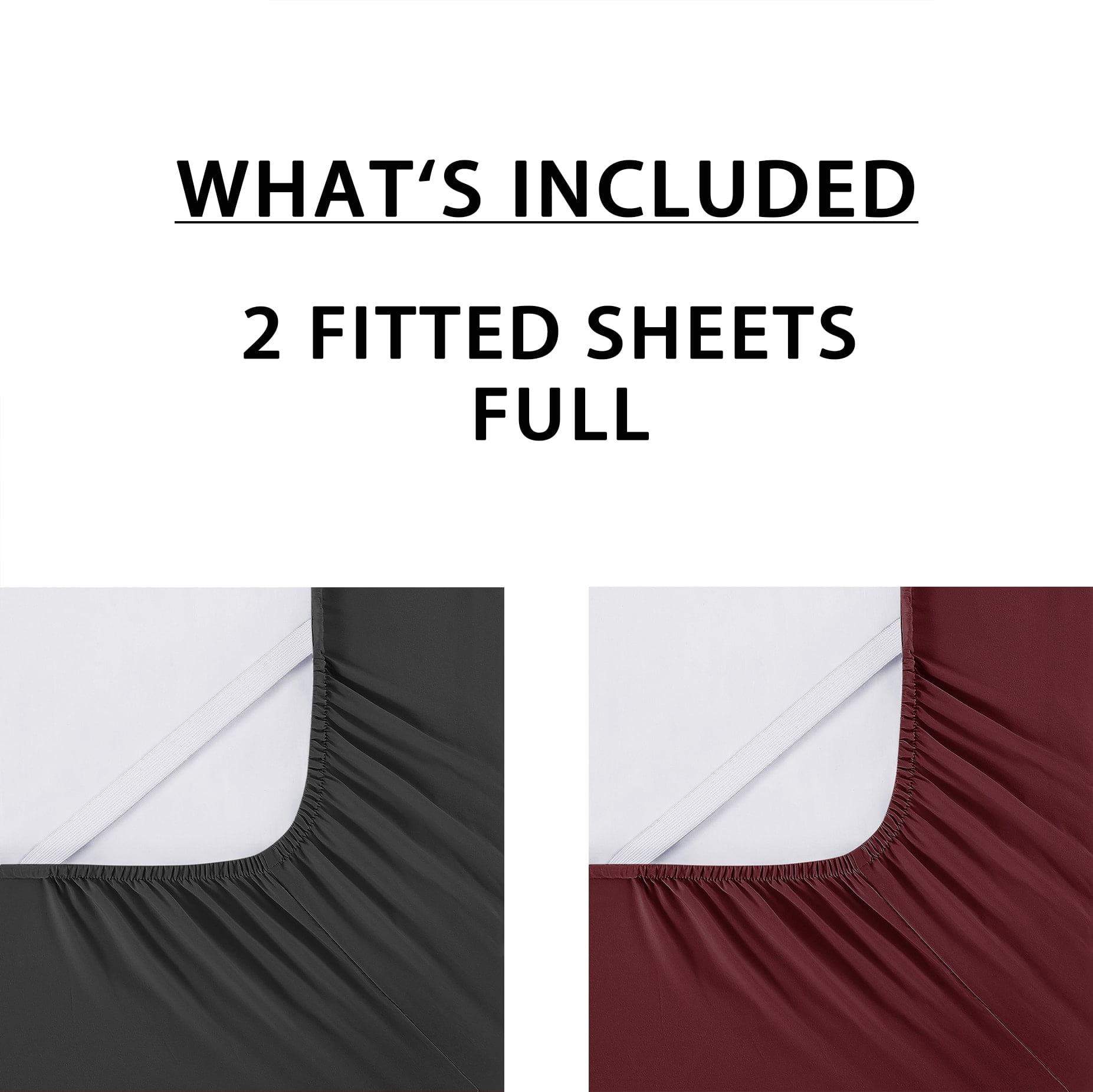 Mainstays Super Soft Microfiber 2-Pack Fitted Sheet, Full, Grey Stone/ Luscious Red Merlot, 2 Piece