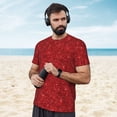 thumbnail image 4 of Wukai Red Glitter Print Men's Short-Sleeved Mesh T-Shirt,Quick-Dry Short Sleeve Workout T-Shirt-X-Small, 4 of 8