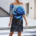 thumbnail image 2 of Blue Butterfly Romantic Rose Women's Off The Shoulder Ruffles Summer Wedding Guest Loose Casual Party Beach Dress, 2 of 9
