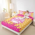 thumbnail image 3 of Erosebridal Hot Pink Dripping Waffle Pink Baseball & Bat Logo Graphic Bed Sheets 4pcs, Baseball Graphic King Sheets for Girls Kids,Luxury Bedroom Decor, 3 of 5