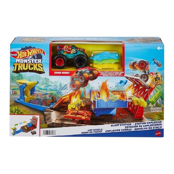 Pista de Juguete Hot Wheels Monster Trucks Estación de Explosiones