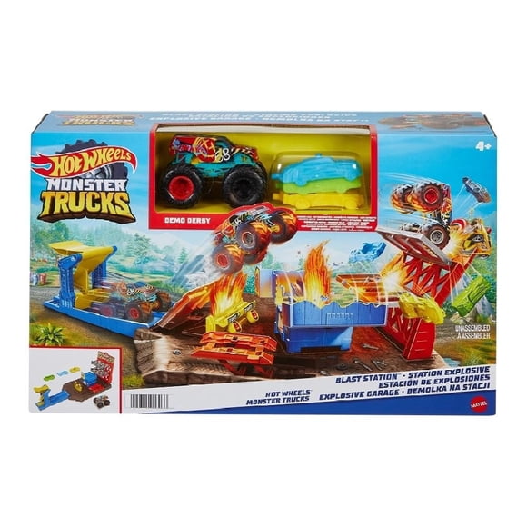Pista de Juguete Hot Wheels Monster Trucks Estación de Explosiones