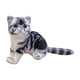 thumbnail image 4 of Muñeco de peluche de gato de simulación, adorno hecho a mano, diseño de escena, accesorios, almohada gris y negro, 4 of 9