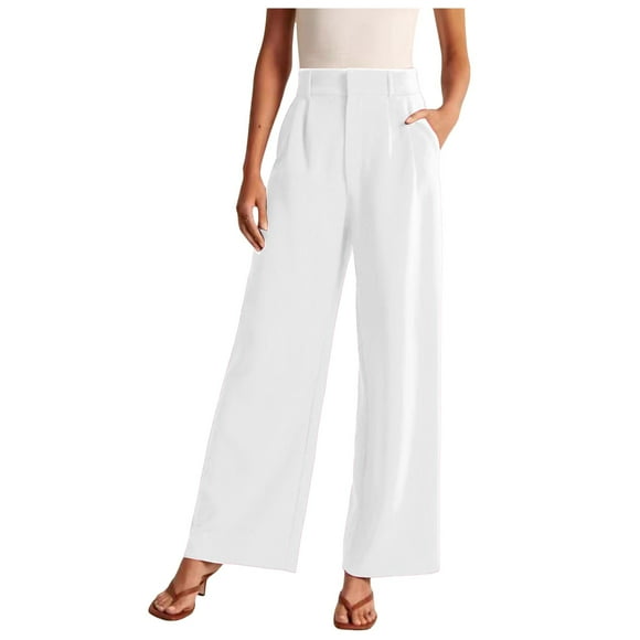 HNMKIU Women Casual Wide Leg Pants Stylish Work Trousers for Everyday and Business High Waisted Flowy Dress Bottoms for All Occasions