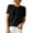 Black, variant on Women Knitted Crewneck Short Sleeve Blouse Casual Loose Tunic Top Solid Color Cotton Linen Summer Sweater, Black S