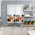 thumbnail image 5 of Abstract Geometric Art Kitchen Curtains and Valances Set, 3 Piece Kitchen Curtains Set 36 Inch Length, Orange Black Gray Rod Pocket Curtains Tier Farmhouse Window Curtains, 5 of 6