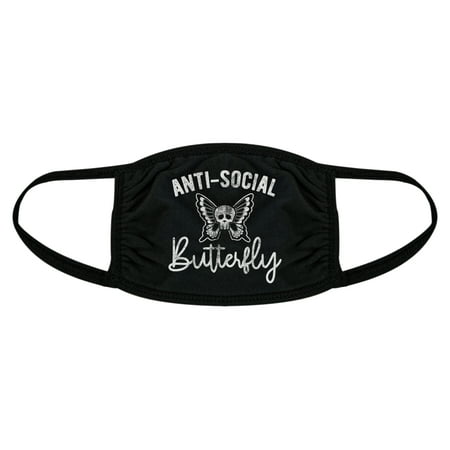 Anti-Social Butterfly Face Mask Funny Introvert Skull Graphic Novelty Nose And Mouth Covering