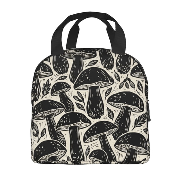 Mushroom Insulated Lunch Bag For Women Men, Reusable Leakproof Thermal High Capacity Lunch Box Bag With Front Pocket, Waterproof Durable Cooler Tote Food Handbag For Work Travel Picnic