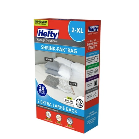 Hefty Shrink-Pak Vacuum Seal Bags, 2 X-Large Bags (Best Vacuum Seal Storage Bags)