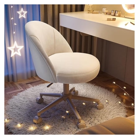 NBBNHH Vanity Chair with Wheels, Small Office Chair, Cute Desk Chair for Makeup Room, Home Office Bedroom, Adjustable Height, White