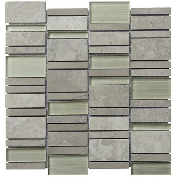 Intrend Tile NS021-F Mélange Linéaire de Verre Calcaire - Gris
