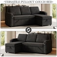 thumbnail image 4 of 85.8" L-shape Sofa Bed with Charging Port, Cup Holder on Armrest, 2 in 1 Pull Out Sofa Bed with Reversible Storage Chaise for Living Room,Office, Black, 4 of 9
