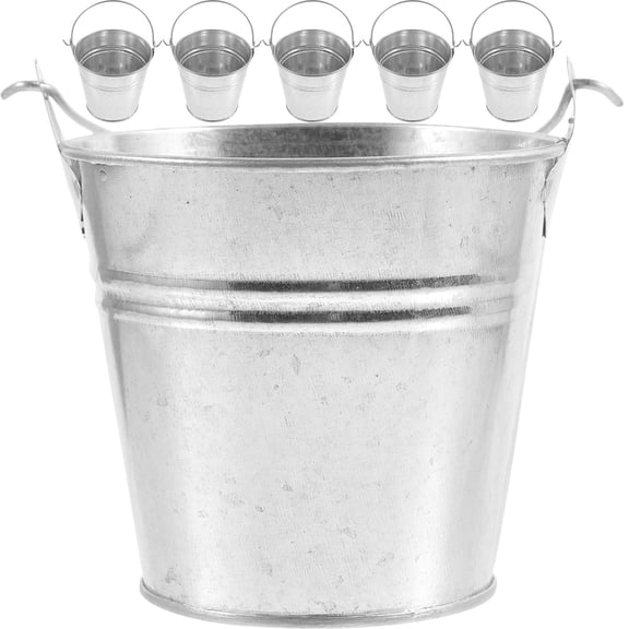 ULTNICE Mini Buckets Silver Iron 6Pcs
