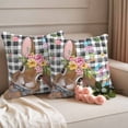 thumbnail image 2 of Happy Easter Bunny Pillow Covers 2 Pack Easter Brown Rabbit Spring Flowers Leaf Black Buffalo Plaid Pillowcase Waterproof Outdoor Throw Pillow Cover for Patio Garden Square Cushion 26”x26”, 2 of 9