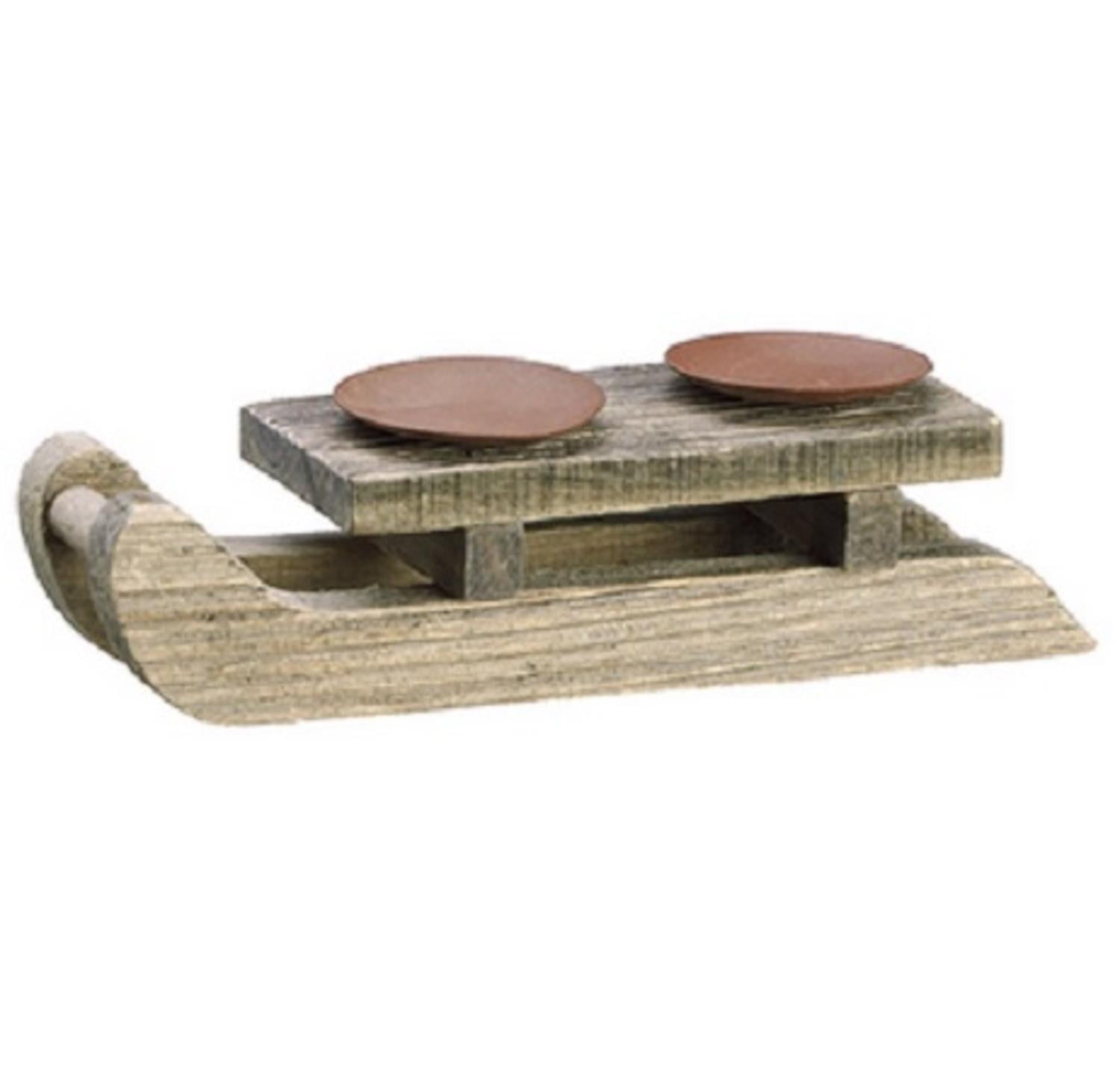 10 Country Cabin Wooden Sleigh Dual Candle Holder Table 10 Country Cabin Wooden Sleigh Dual Candle Holder Table Top Decoration