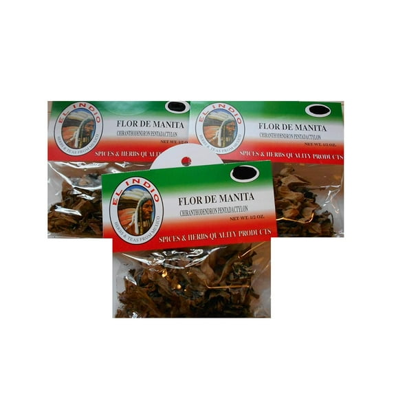 El Indio Tea/ Hierba Flor De Manita -Dried Natural Herbs Net Wt. 1/2 oz. (14 g) -3 Pack