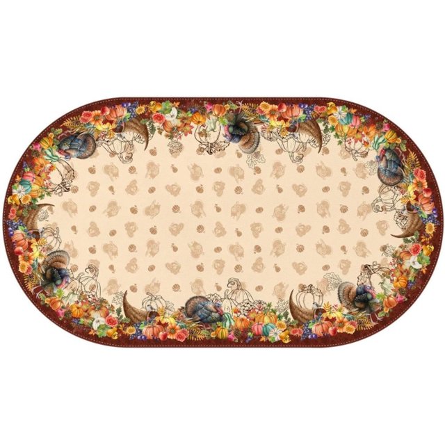 Oval Thanksgiving Tablecloth 60 x 102 Inch, Thanksgiving Turkey Harvest Tablecloth Oval, Thanksgiving Table Cloths Oval, Thanksgiving Oval Table Cloth Decor