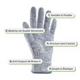 thumbnail image 3 of 1 par de guantes resistentes a cortes de grado 5, materiales de calidad alimentaria, guantes de trabajo de cocina, corte de carne, grabado, gris, L Sincero Electrónica, 3 of 5