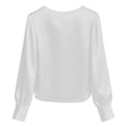 thumbnail image 4 of Lkhaha Womens Tees Tops Elegant Solid Long Sleeve Satin Finish Pearl Embellishment Workout Clothes White XL, 4 of 7