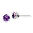thumbnail image 1 of 14k White Gold Round Amethyst Earrings, 1 of 1