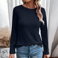 thumbnail image 2 of Besolor Women's Long Sleeve Shirts Casual Lightweight Crewneck Basic Knit Tops Fall Fashion Clothes, 2 of 8