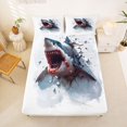 thumbnail image 5 of jejeloiu 3D Shark Print Bed Sheets,Ocean Animals Full Size Sheets For Boys,White Red,4-Piece,1 Flat Sheet, 1 Fitted Sheet and 2 Pillowcases, 5 of 6