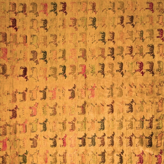 Ahgly Company Indoor Square Abstract Orange Modern Area Rugs, 8' Square