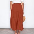 thumbnail image 3 of Patlollav Skrits for Womens,Women's Beach Style Solid Color Casual Pleated Ruffled Stretch Waist Tie Skirt, 3 of 6