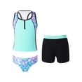 thumbnail image 3 of TiaoBug Nimiya Kids Girls 3Pcs Tankini Swimwear Outfit Hawaiian Print Tank Top Swim Shorts Briefs Swimsuit, 3 of 7