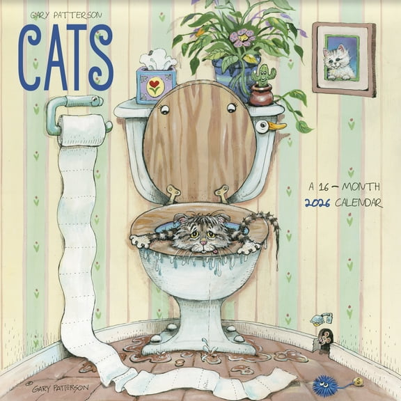Trends International, Cats 2026 Wall Calendar by Gary Patterson, 12'' X 12'', 16-Month Calendar with Stapled Binding