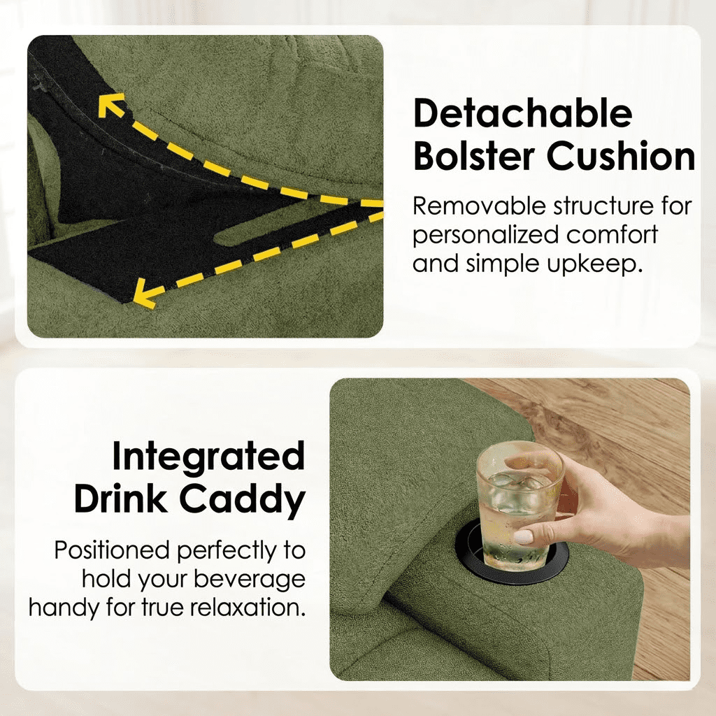 Howcool 58'' Convertible Sofa Bed with Pull-Out Bed, 3-in-1 Loveseat Sleeper Sofa, Adjustable Backrest, USB Port, Cup Holders and Side Pocket, Sofa Couch for Living Room,Green
